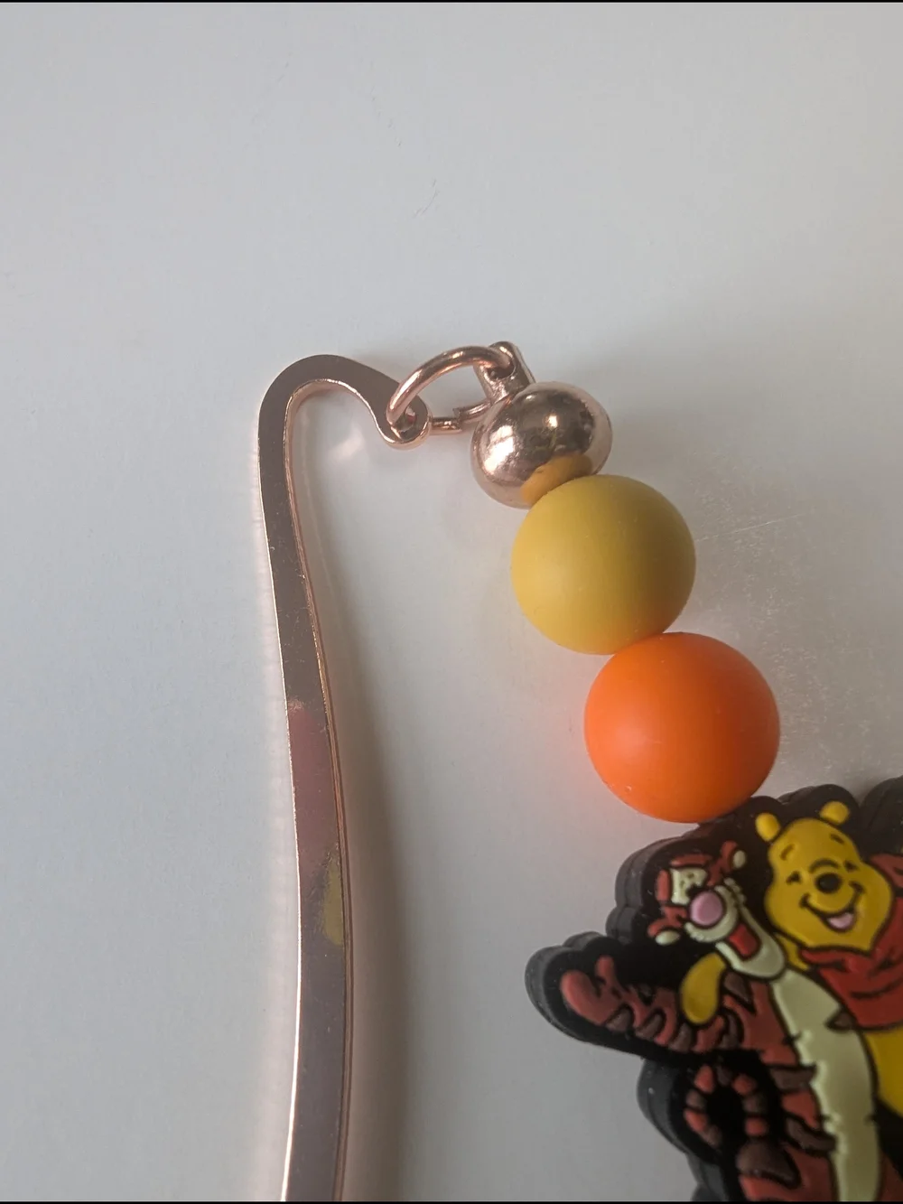 Hand Crafted Disney  Bookmark Pooh Bear Tigger Charm Beaded Orange Brown NEW